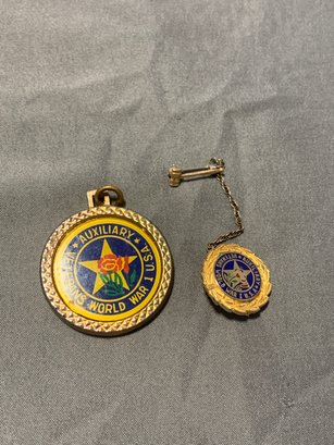 Gold WWI Veteran Auxiliary Medallion And Pin