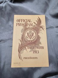 OFFICIAL PROGRAM WOODROW MILSON  MARCH 1913