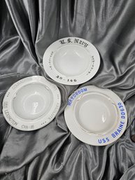 VINTAGE US NAVY SHIPS PORCELAIN ASHTRAYS