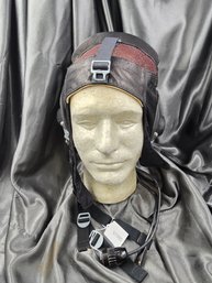 SOVIET RUSSIAN SHL-82 AIR FORCE RIBBED LEATHER HELMET