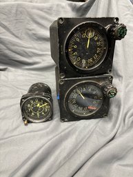 TRIO OF AIRPLANE GAUGES KOREA 7 WWII