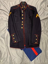 KOREAN WAR U.S. MARINE CORPS DRESS BLUE UNIFORM W/ TROUSERS, 1950'S