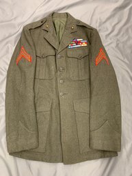 U.S. MARINE CORP SERVICE GREEN UNIFORM, WW2 AND KOREA VETERAN