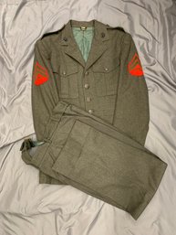 U.S. MARINE CORPS SERVICE GREEN UNIFORM WITH TROUSERS, VIETNAM ERA