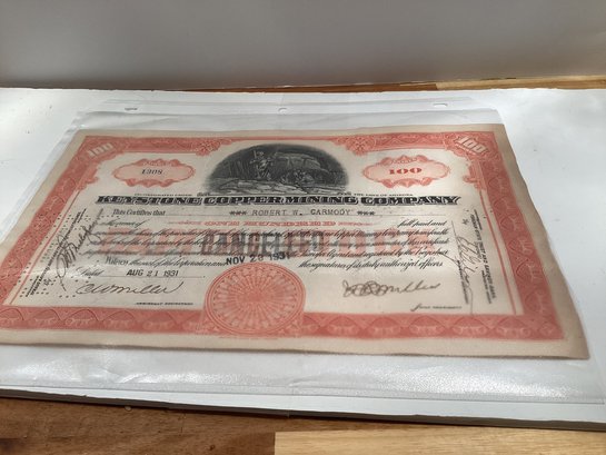 Vintage Stock Certificate