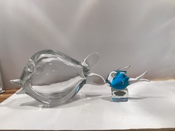 Two Art Glass Fish