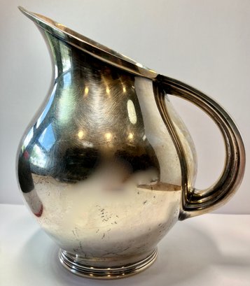 HEAVY REED & BARTON SILVER-PLATED PITCHER---9 INCHES TALL X 5 INCHES ACROSS--Monogram On Side