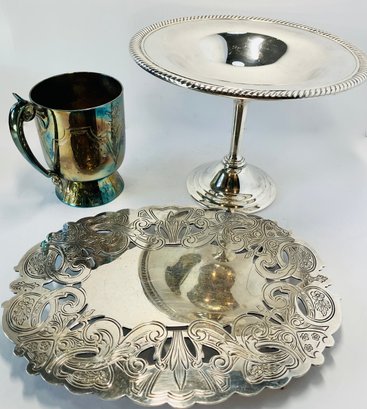 Three Random Silverplate Items That Have Nothing In Common.  Please See Photos For Details.