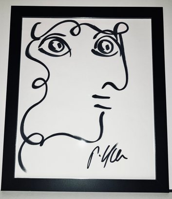ORIGINAL PETER KEIL ACRYLIC SIGNED FACE SKETCH ON PAPER--14' X 17'---FRAMED With Plexiglass