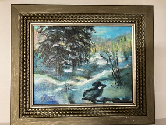 Original Acrylic Painting Of Peaceful Scene On Canvas By Artist Jane Whittlesey-in Heavy Wood Frame-16' X 19'