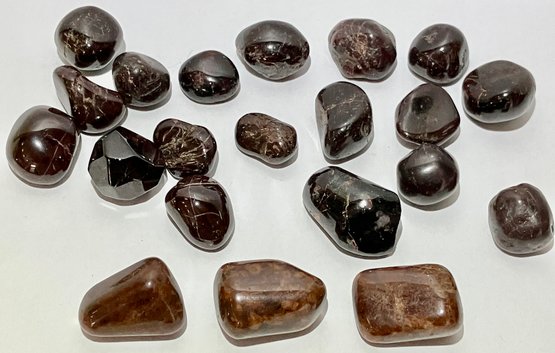 Collection Of Star And Hessonite Garnet & 3 Rough--Largest Polished Stone Is 1 Inch--Large Rough Stone Is 2.5'
