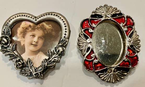 Two Vintage Photo Brooches--1.5' - 2'--Unused Condition.