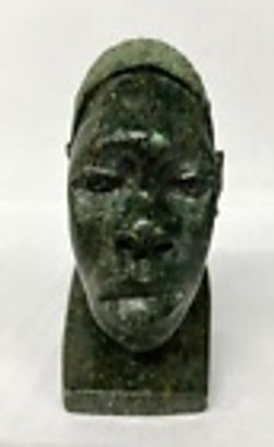 Shona (Zimbabwe) Serpentine Bust--Small--Richly And Deeply Colored Green--3'