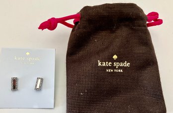 Small And Dainty Kate Spade Earrings In Their Own Pouch.  Just Shiny Silver Tone-No Stones. About 3/8 Inch