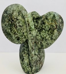 STRIKING HAND-CARVED SERPENTINE STONE ELEPHANT--5.5 Inches Tall X 4 Inches Wide