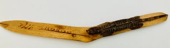DETAILED AND CLEVER HAND-CARVED WOOD KNIFE WITH ALLIGATOR HANDLE---8 Inches