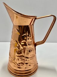 English Copper Pitcher--Lightweight---Made By PEERAGE--7 Inches Tall