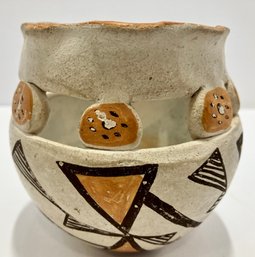 Vintage Native American (ACOMA) Pot With Unique Design---4 Inches Tall