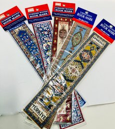 Five Woven Turkish Bookmarks---Each Is A Different Design---Still In Packages---8 Inches Long