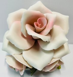 GORGEOUS AND DELICATE LARGE ITALIAN PORCELAIN ROSE BY GOLDEN CROWN---5 INCHES X 4 INCHES---EXCELLENT CONDITION