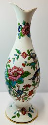 BEAUTIFUL ANYSLEY ENGLISH BONE CHINA --HAND-PAINTED VASE WITH GILDED EDGES--9 INCHES TALL