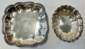 TWO SILVER-PLATED SHALLOW BOWLS-- 6 Inches & 7 Inches Diameter
