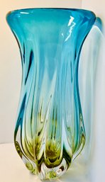 Stunning In Its Color And 'Glow'-This EGERMANN Vase Is In Excellent Condition. It Is  Very Heavy. 12' Tall