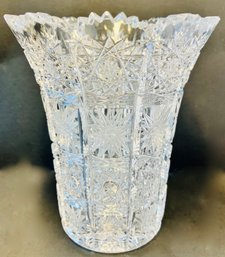 Sparkling 5.5' Vintage QUEEN'S LACE Vase With Sawtooth Edge--Excellent Condition! Heavy--With Great Detail.