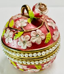 Very Ornate And High-end Bejeweled Trinket Box By RUCINNI--Excellent Condition--2 Inches Diameter