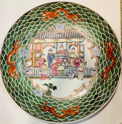Huge And Beautifully Colored Hand-Painted Chinese Bowl (18')With Chinese Symbols Throughout--Better In Person!