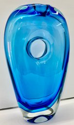 Beautiful And Unique Blown Glass Vase With Hole Through Middle