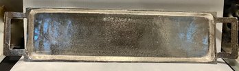 Beautiful And Extra Long And Narrow Silver Coated Tray--Textured Surface--Very Solid And Heavy--29 Inches Long