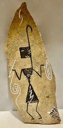 Rock Art Style On Stone--signed By Artist And Ready To Hang