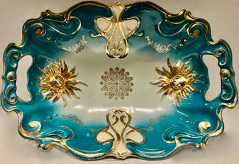 Richly Colored Vintage Porcelain Serving Dish With Exquisite Detail And Design