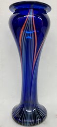 Stunning Hand-blown Cobalt Blue Vase Signed By Artist