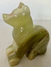 Dog Figure Carved In Green Quartz Stone--2.5 Inches Tall