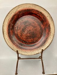 Decorative Ceramic Plate---15 Inches Diameter---Seems To Be Signed By Artist---display Stand Included