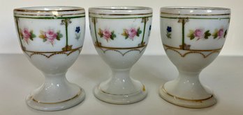 Antique Porcelain Hand-painted Egg Cups---2.5' Tall--marked With Numbers