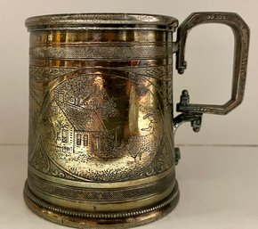 Small Vintage Silverplated Mug With Illegible Stamp On Bottom--3' Tall