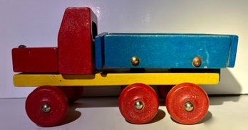 Colorful And Fun Vintage Solid Wood Toy Truck Made In Germany--6.5' X 3.5'