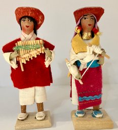 Very Colorful And Fun Hand-made Dolls---Great Detail!  Excellent Condition.  4 Inches Tall