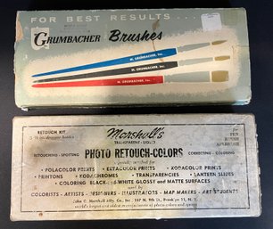 Vintage Photo Re-Touch Paints--Marshall's Has Been Used-Grumbacher Paints Appear Only Slightly Used-See Photos
