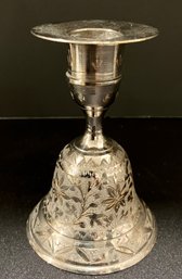 Vintage Silverplated Brass Candle Holder OR Bell With Detailed Etching-by 'ZY India'-can Be Turned Up Or Down