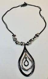 Very Attractive Mixed Metal Necklace--19 Inches--Pendant Is 2'