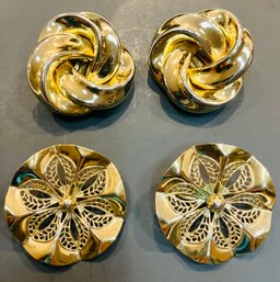 Vintage Large (2') Gold-Tone Clip-on Earrings--See Photos For Detail