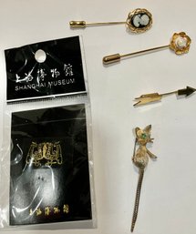 Fun Variety Of Stick Pins--Arrow-cameo-cat-one From Shanghai Museum