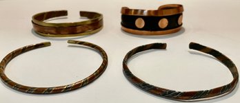 Great Combination Of Brass/copper/silver In Four Bracelets