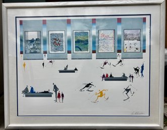 Very Large Lithograph SIGNED- NUMBERED (Artist Proof) BY Artist LEO POSILLICO---650--Skiers In Clever Setting