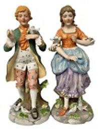 Two Large Capodimonte Victorian Figures---13 Inches Tall