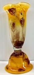 Dramatic VERY Large Hand-Blown Art Glass Vase--24 INCHES TALL X 11' X 10'-SIGNED BY ARTIST (Illegible Sig)